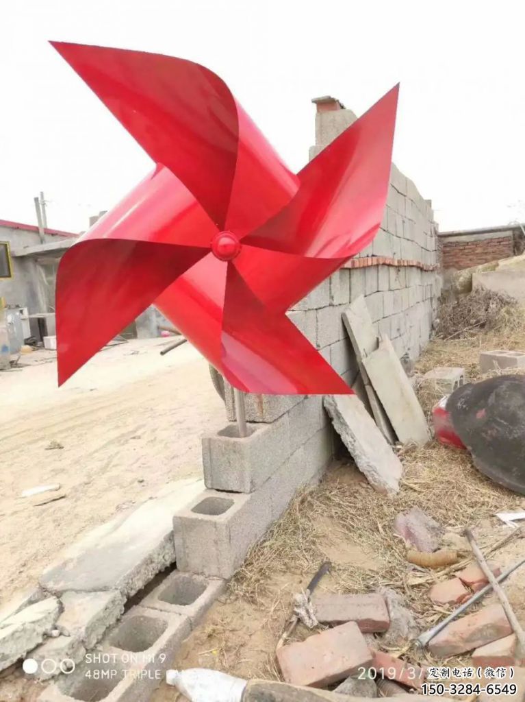 風車雕塑 仿真風動雕塑 烤漆旋轉(zhuǎn)雕塑