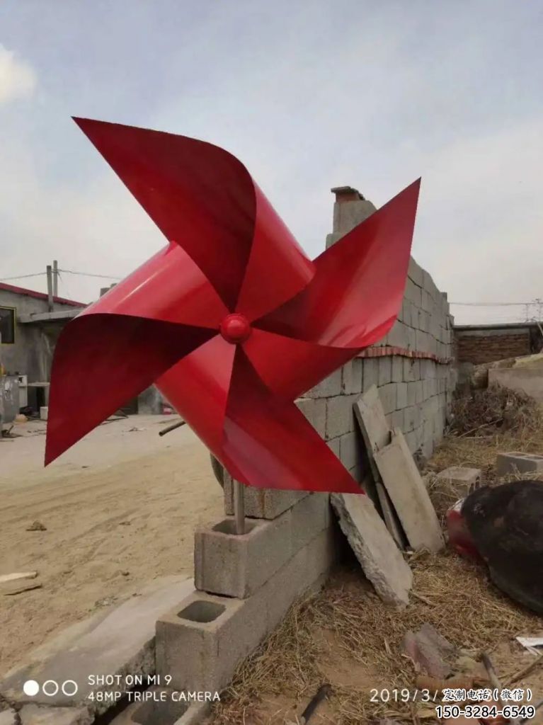 水景風車雕塑 彩繪剪紙旋轉雕塑 現(xiàn)代旋轉雕塑