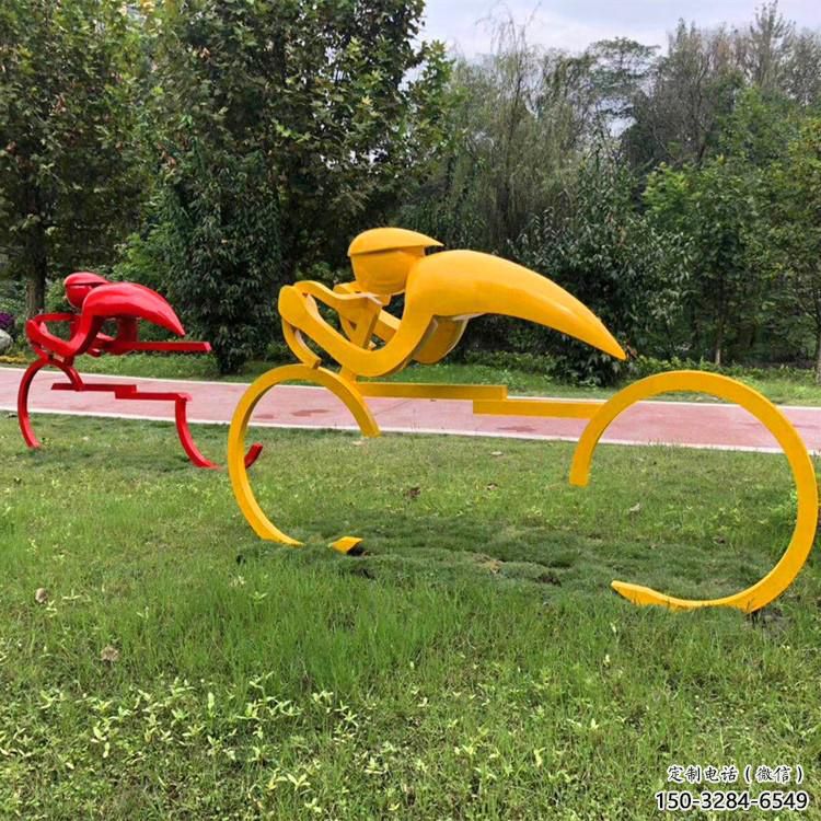 酒店自行車雕塑 景觀體育雕塑 現(xiàn)代運(yùn)動(dòng)員雕塑