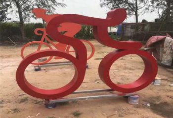 戶外自行車雕塑 噴漆體育雕塑 燈光運動員雕塑