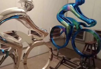 自行車雕塑廠家 景觀體育雕塑 噴漆運動員雕塑
