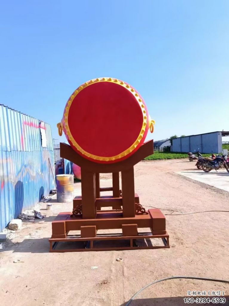 村口大鼓雕塑 啞光鑼鼓雕塑 公園雕塑