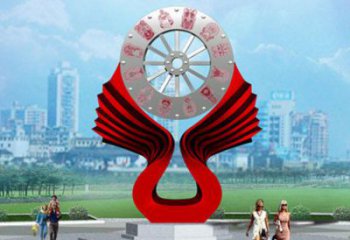 烤漆鐘表雕塑 鋼管時(shí)鐘雕塑 室內(nèi)雕塑