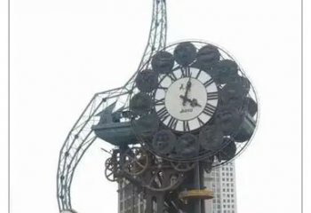 現代鐘表雕塑廠家 大型別墅區時鐘雕塑 彩繪雕塑