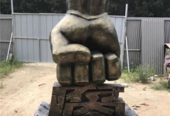 草地拳頭雕塑 現代校園手勢雕塑 大型握拳雕塑