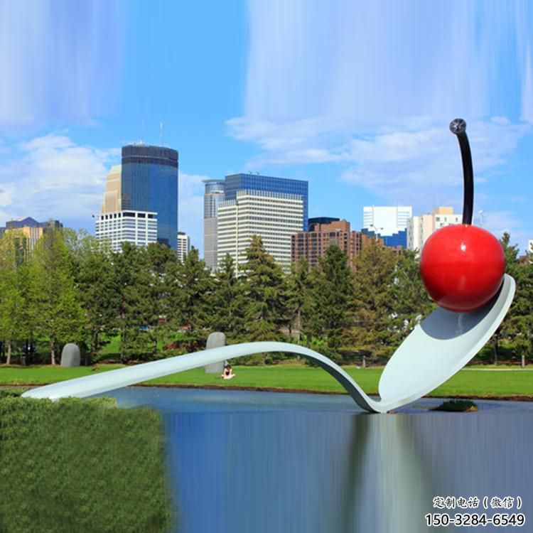 廣場(chǎng)湯匙雕塑 抽象勺子雕塑 烤漆雕塑