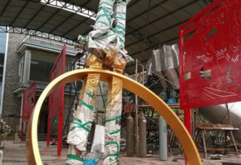 街道圓規雕塑 現代景觀雕塑 彩繪標識雕塑