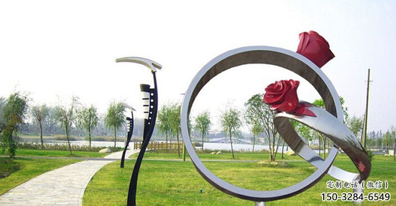 房地產(chǎn)指環(huán)雕塑 剪影標(biāo)識雕塑 鍛造戒指環(huán)雕塑