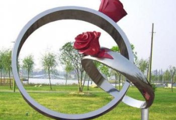 拉絲指環雕塑 鏤空創意戒指環雕塑 別墅區戒指環雕塑