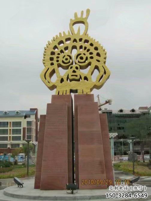 電鍍臉譜雕塑 噴水園林擺件 政府雕塑