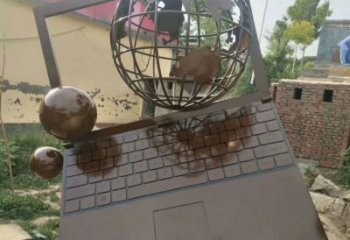 大型電腦雕塑 歐式步行街筆記本雕塑 彩繪雕塑