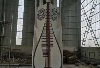 大型琵琶雕塑 歐式步行街音樂雕塑 彩繪樂器雕塑