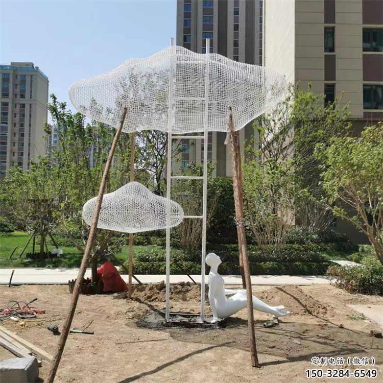 異形云梯雕塑 現(xiàn)代校園云朵雕塑 校園梯子雕塑