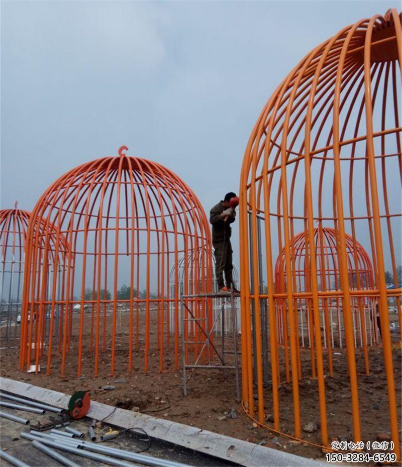 景觀鳥(niǎo)籠雕塑 剪影籠子雕塑 商業(yè)街鳥(niǎo)籠子雕塑