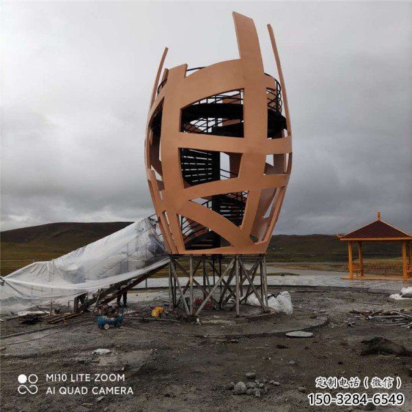 噴漆鳥籠雕塑 中式村口籠子雕塑 草地鳥籠子雕塑