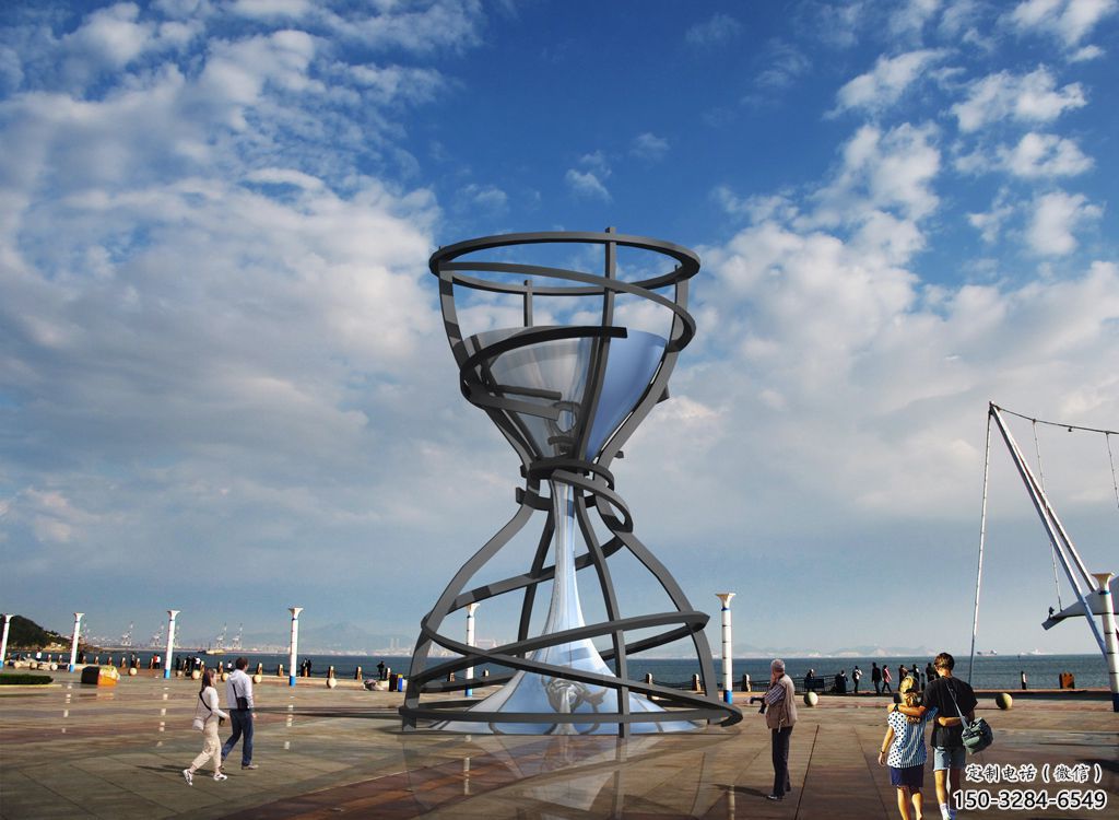 幾何沙漏雕塑 發光公園雕塑 大門口漏斗雕塑