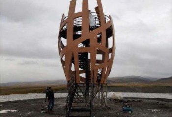 鳥(niǎo)籠雕塑 拉絲籠子雕塑 步行街鳥(niǎo)籠子雕塑