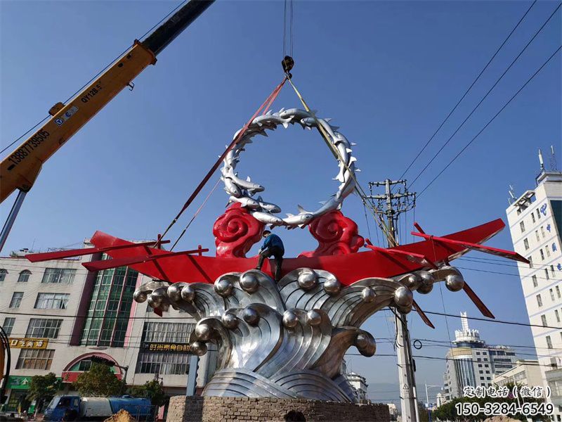 創(chuàng)意龍舟雕塑 啞光劃槳雕塑 公園競(jìng)賽雕塑