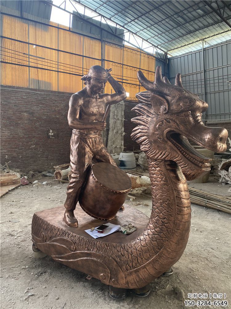 景觀龍舟雕塑 烤漆大型劃槳雕塑 酒店競賽雕塑