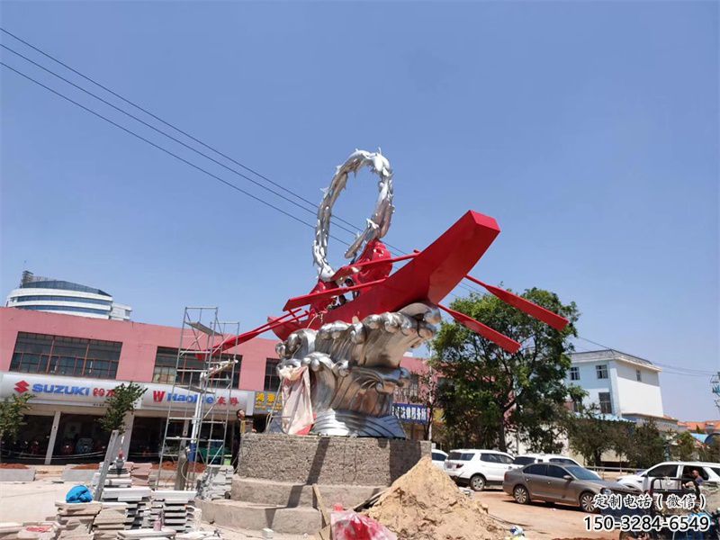 水景龍舟雕塑 彩繪剪紙競(jìng)賽雕塑 現(xiàn)代劃槳雕塑