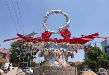 鏡面龍舟雕塑 烤漆大型競賽雕塑 彩繪劃槳雕塑