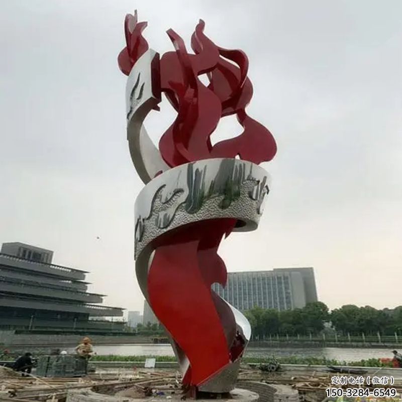 街頭火苗雕塑 大型別墅區火焰頭雕塑 鋼管景觀雕塑