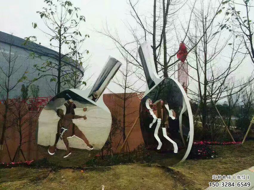 中式球拍雕塑 啞光網(wǎng)球拍雕塑 游樂(lè)場(chǎng)體育雕塑