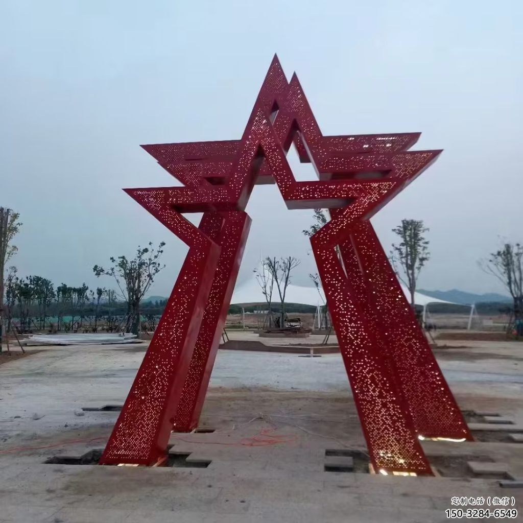 歐式五角星雕塑 抽象希望黨建雕塑 景觀紅色文化