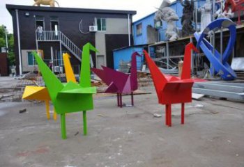 景觀千紙鶴雕塑 剪影折紙風(fēng)格 商業(yè)街鶴鳥雕塑