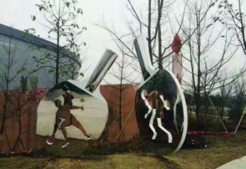 噴漆球拍雕塑 中式村口網(wǎng)球拍雕塑 草地體育雕塑