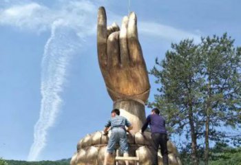 廣場佛手雕塑 抽象觀音手雕塑 烤漆雕塑
