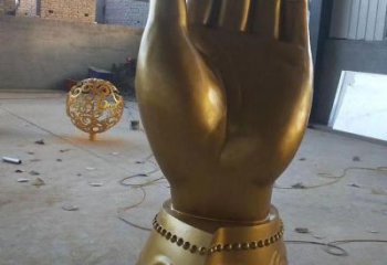 噴漆佛手雕塑 中式村口觀音手雕塑 草地雕塑