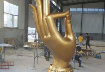 現代佛手雕塑 大型別墅區觀音手雕塑 彩繪雕塑