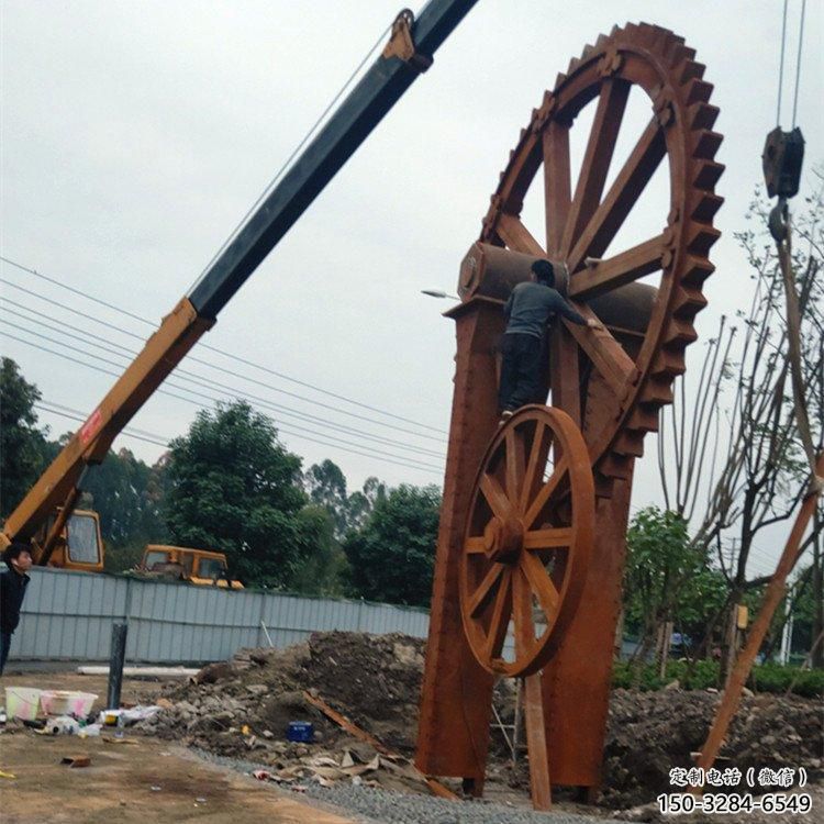 抽象水車雕塑 啞光仿古雕塑 廣場(chǎng)雕塑