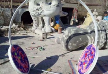 現(xiàn)代耳麥雕塑 大型別墅區(qū)音樂雕塑 彩繪耳機雕塑