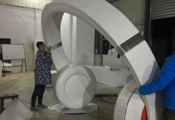 中式耳麥雕塑 啞光音樂雕塑 游樂場耳機雕塑