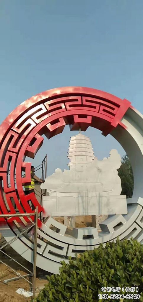 剪紙花環雕塑 切面燈光雕塑 政府環形雕塑