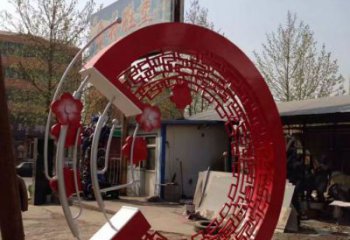 抽象花環(huán)雕塑 啞光環(huán)形雕塑 室內(nèi)雕塑