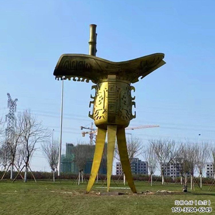 彩繪酒尊雕塑 電鍍現代酒尊杯雕塑 公園酒器雕塑