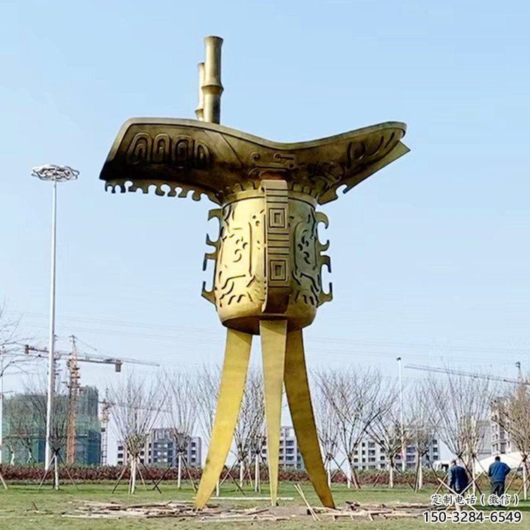 公園酒尊雕塑 創(chuàng)意企業(yè)酒器雕塑 美陳酒尊杯雕塑