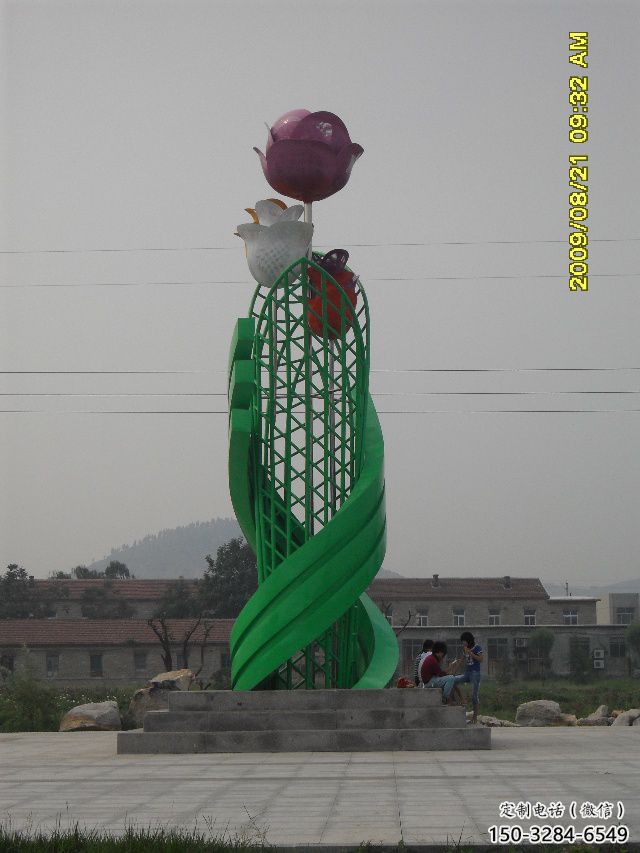 景觀月季花雕塑 剪影花卉雕塑 商業(yè)街花朵雕塑