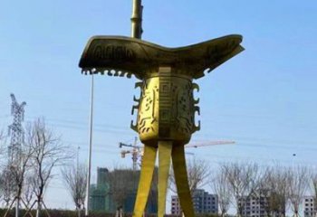 彩繪酒尊雕塑 電鍍現(xiàn)代酒尊杯雕塑 公園酒器雕塑