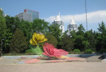 鏤空月季花雕塑 噴水園林花卉雕塑 住宅小區花朵雕塑