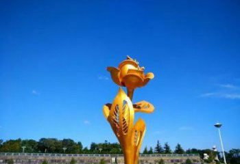 美陳月季花雕塑 異形噴水花朵雕塑 酒店花卉雕塑