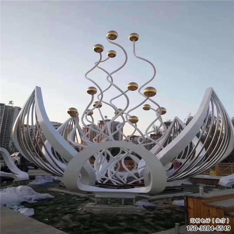 異形蓮花雕塑 現(xiàn)代校園花卉雕塑 校園水蓮花雕塑