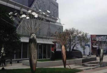 商業街蓮藕雕塑 烤漆雕塑 彩繪蓮科雕塑