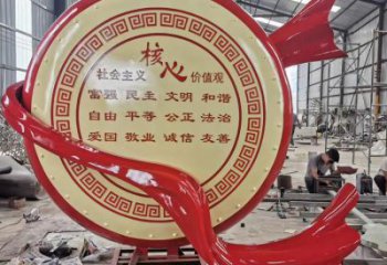 現代戰鼓雕塑 大型別墅區喜慶雕塑 彩繪民族雕塑