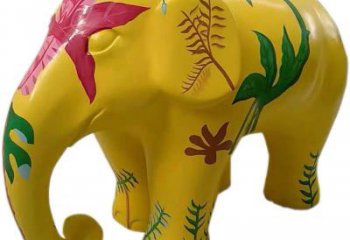 大象雕塑，彩繪工藝雕塑，玻璃鋼大象雕塑廠家