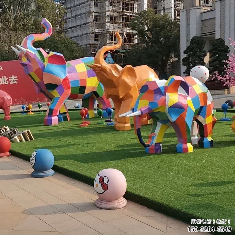 公共大象雕塑訂做，城市裝飾，景觀卡通大象雕塑展品