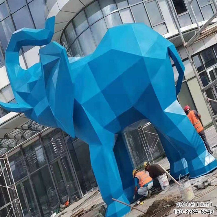 大象雕塑生產(chǎn)，棱面系列，別墅烤漆大象雕塑生產(chǎn)商